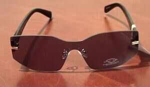 Oscar by Oscar de la Renta Women's Rimless Shield Sunglasses Black/Brown UV